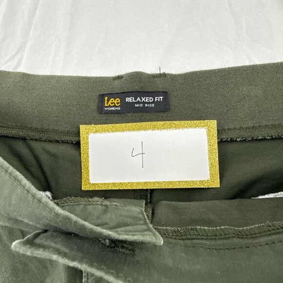 Lee Women's Relaxed Fit Mid Rise Cargo Shorts Olive Green Outdoor Hiking - Picture 3 of 10